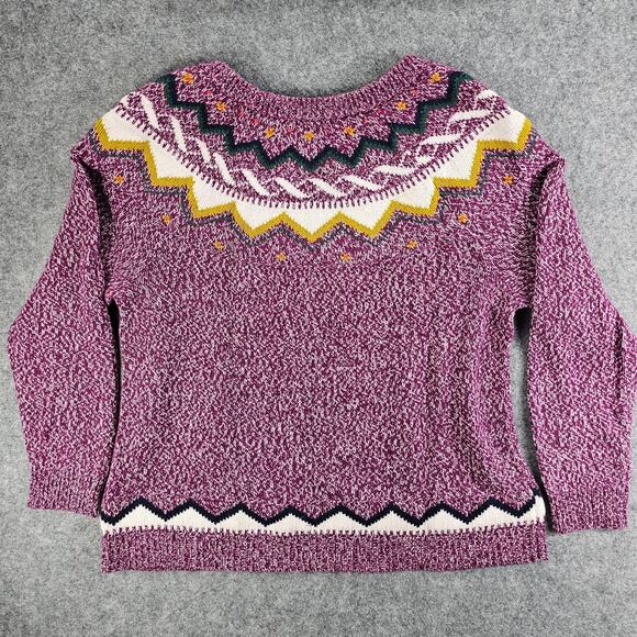 Fair Isle Knit Ski Sweater Old Navy Women Plus Size XXL Pullover Purple Multi - Picture 2 of 12